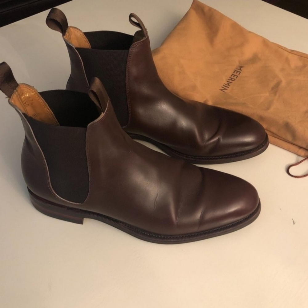 Meermin Chelsea Boot in Dark Brown Calf Leather UK 9.5 US 10.5